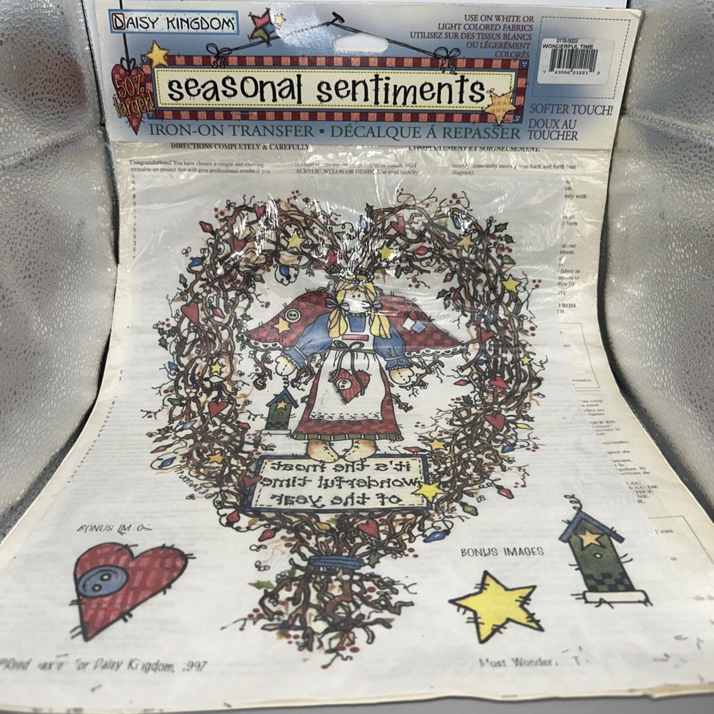 Daisy Kingdom Seasonal Sentiments Iron‎ On Transfer 1997 Wonderful Time